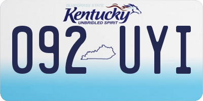 KY license plate 092UYI