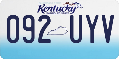 KY license plate 092UYV