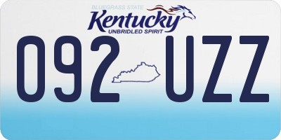 KY license plate 092UZZ