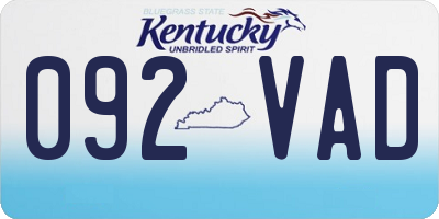 KY license plate 092VAD