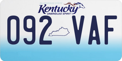 KY license plate 092VAF