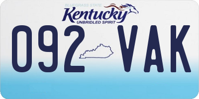 KY license plate 092VAK