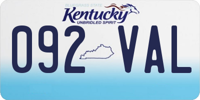 KY license plate 092VAL