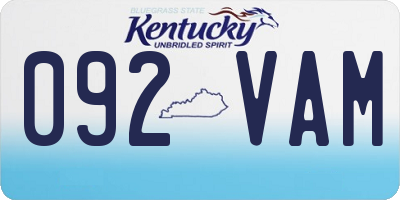KY license plate 092VAM