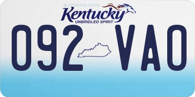 KY license plate 092VAO