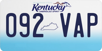 KY license plate 092VAP