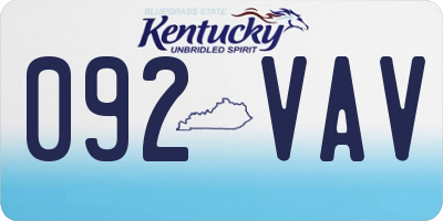 KY license plate 092VAV