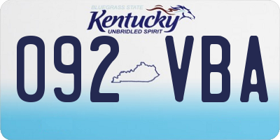 KY license plate 092VBA