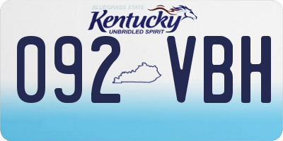 KY license plate 092VBH