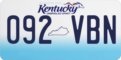 KY license plate 092VBN