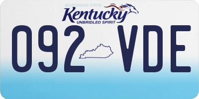 KY license plate 092VDE