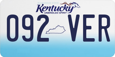 KY license plate 092VER