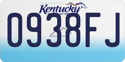 KY license plate 0938FJ