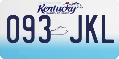 KY license plate 093JKL