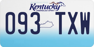 KY license plate 093TXW