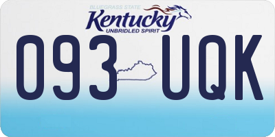 KY license plate 093UQK
