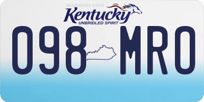 KY license plate 098MRO