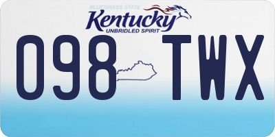 KY license plate 098TWX