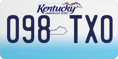 KY license plate 098TXO