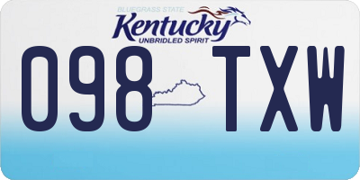 KY license plate 098TXW