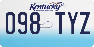 KY license plate 098TYZ
