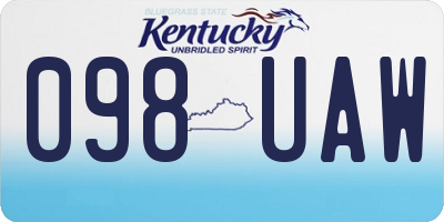 KY license plate 098UAW