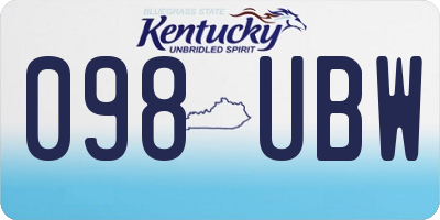 KY license plate 098UBW