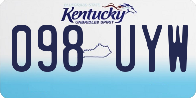 KY license plate 098UYW