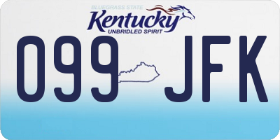 KY license plate 099JFK
