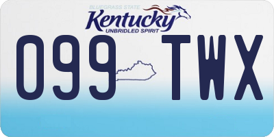 KY license plate 099TWX