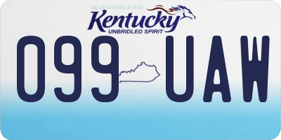 KY license plate 099UAW