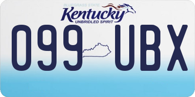 KY license plate 099UBX