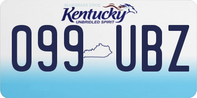 KY license plate 099UBZ