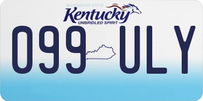 KY license plate 099ULY
