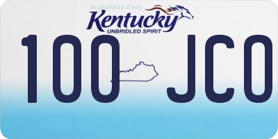 KY license plate 100JCO