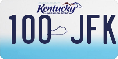 KY license plate 100JFK