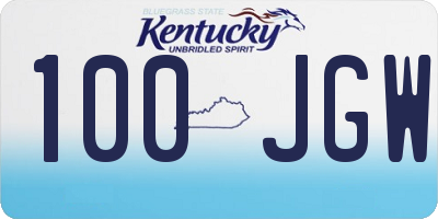 KY license plate 100JGW