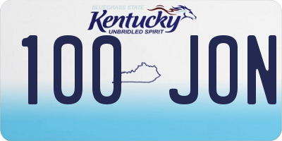 KY license plate 100JON