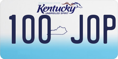 KY license plate 100JOP
