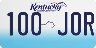 KY license plate 100JOR