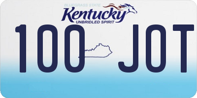 KY license plate 100JOT