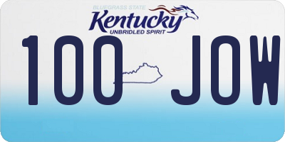 KY license plate 100JOW