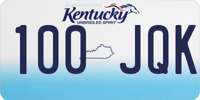 KY license plate 100JQK