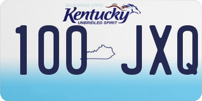 KY license plate 100JXQ