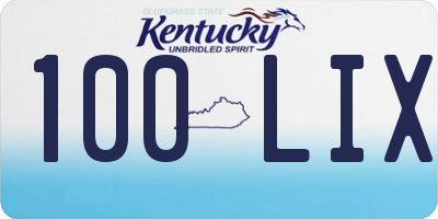 KY license plate 100LIX
