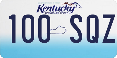 KY license plate 100SQZ
