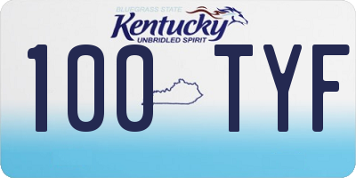 KY license plate 100TYF