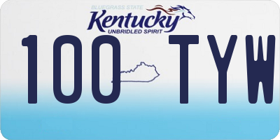 KY license plate 100TYW