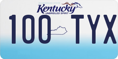 KY license plate 100TYX