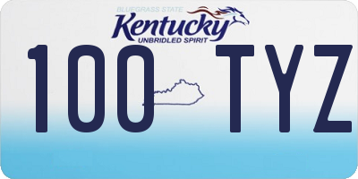 KY license plate 100TYZ